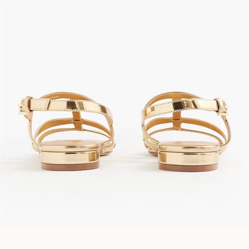 NWT J. Crew light gold Caged ankle-strap sandals Size 8 - Picture 2 of 11